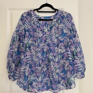 Tommy Bahama women’s floral cotton silk blend lightweight blouse shirt top M